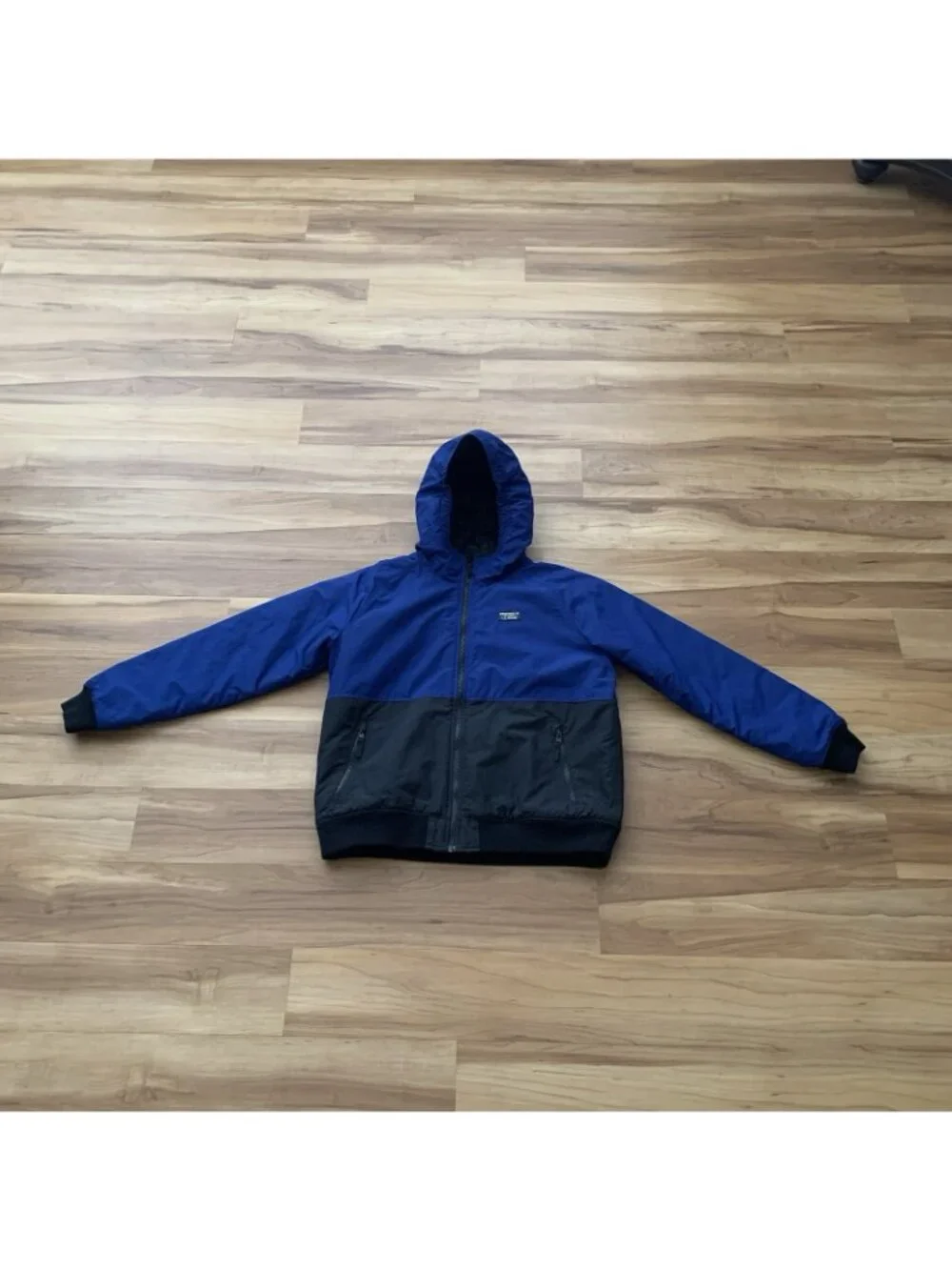 LL Bean Kids XL 18 Blue Black Insulated Jacket Bomber Preppy Outdoor 513221